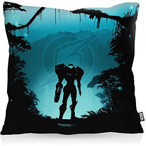 VOID Heroic Samus Kissenbezug Kissenhülle Outdoor Indoor Nerd Gamer NES SNES Switch, Kissen Größe:40 x 40 cm