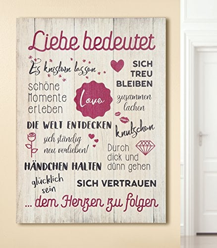 GILDE Bild Weisheit Liebe bedeutet Creme pink/schwarz Höhe 50 cm, Wandobjekt