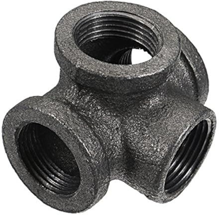 Tutoy 1/2 3/4 1 tubería de 4 vías de Montaje de Hierro maleable Negro Salida Lateral Conector de Tubo Hembra - 3/4 Pulgadas