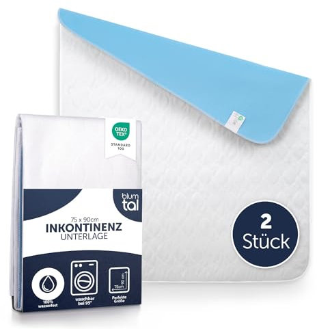 Blumtal® Inkontinenzunterlage waschbar 75x90 cm - Betteinlage für Babys - OEKO-TEX zertifizierte Inkontinenz Bettunterlage für Babys - Bettunterlage wasserdicht - Inkontinenzauflage 75x90 cm - 2er Set