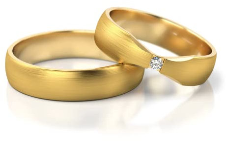 JC Gold Trauringe - Gelbgold Eheringe inklusive Stein und Gravur im Paarpreis PL263 (18 Karat (750) Gelbgold)