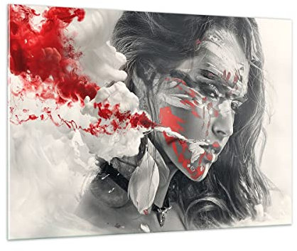 Bilder auf Glas 100x70cm Glasbild Frau Gesicht Kunst Groß Wanddeko Bild im Glas Schlafzimmer Küche Deko Wandbilder Dekoration Wohnzimmer Modern Wall Decor Glasdruck Wand Kunstdruck Art GAA100x70-3867