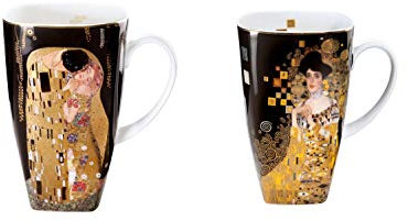 CREAFLOR HOME 2er Set Gutav Klimt Becher Set 1 Der Kuss + Adele Bloch-Bauer Goebel Porzellan