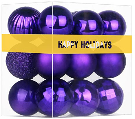18Pcs Christmas Balls Ornaments for Xmas Tree - Shatterproof Christmas Tree Decorations Medium Hanging Ball Purple 2.5in x 18 Pack