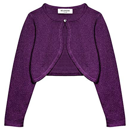 Bolerose Filles Manche Longue Boléro Scintillante Enfants Cardigan (Violet, 13-14 Ans)