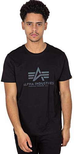 Alpha Industries Herren Basic T Rainbow Ref T-Shirt, Black, L