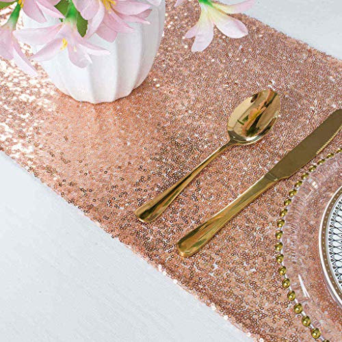Sequin Linen Table Runner Rose Gold 12x72 Inches Dining Table Runner Rose Gold Party Table Runnerfor Weddings