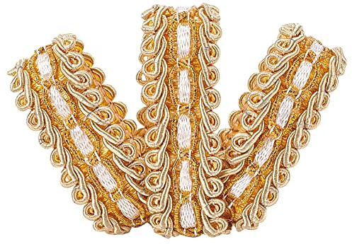 FINGERINSPIRE Gold Braid Trim 1,6 x 115 cm Polyesterband gewebte Gimp Fringe Trim für Kostüm DIY Crafts Nähen Schmuck Schmuck Home Decoration