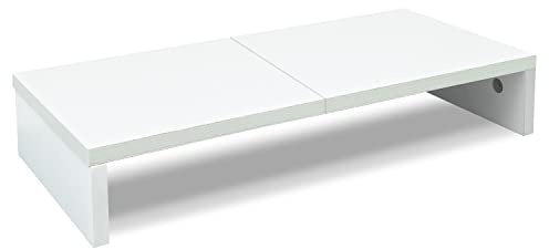 TEAMIX Monitorständer aus Holz, 50,8 cm, Weiß, Monitorständer für Schreibtisch, TV/Bildschirm/PC/Drucker/Laptop, Erhöhung, Computerständer mit Tastatur-Organizer, Schreibtischregal, Monitorerhöhung