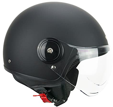 SKA-P Casco demi jet visiera sagomata, 1WH WOLLI MONO, Nero opaco XL (59cm)