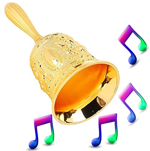 Metall Handglocke, Retro Metall-Handglocke, Hand Tischglocke, Weihnachtliche Glocken, Glocke Handglocke für Restaurant, für Restaurant, Hotel, Geschäfte, Service Glocke, Hochzeit Abendessen(Gold)
