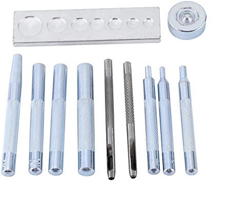 Snap Rivet Setter, Leather Die Punch Hollow Eyelet Hole Hand Snap Installation Kit with Base & Mini Anvil Set DIY Leather Crafts Setting Tool