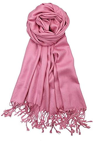 Pashmina Écharpe hijab châle en viscose, vieux rose,