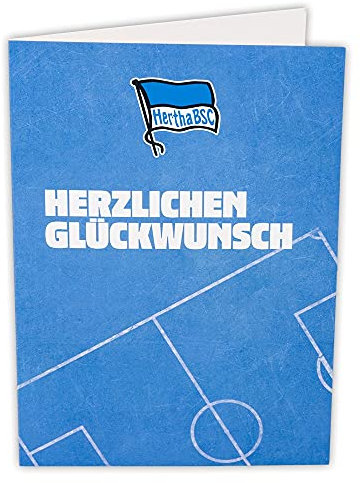 Hertha BSC Berlin Glückwunschkarte - Herzlichen Glückwunsch - blau Geburtstagskarte Karte - Plus Lesezeichen I Love Berlin