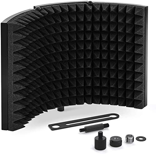 DEVICE OF URBAN INFOTECH Microphone Isolation Protector for Studio Recording, Soundproof Reflection Filter with Adjustable Panels (3 Panel Vocal Amplifier)