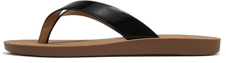 Soda Ella-S Damen-Flip-Flops, einfarbig, Hausschuhe, Zehentrenner, Riemen, lässig, Strand, Ella-S, Schwarz Lack, 40.5 EU