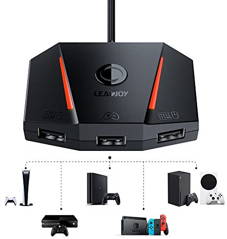 leadjoy VX2 AimBox Adapter Maus Tastatur Konverter für Nintendo Switch/PS4/PS5/Xbox One/Xbox Series X/S, Gaming Tastaturmauskonverter mit 3,5-mm-Audiobuchse für FPS, TPS and RTS