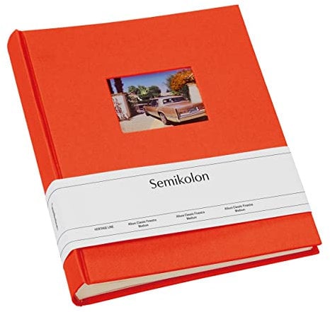 Semikolon 364710 Foto-Album Medium Finestra - 21,6x25,5 cm - 80 Seiten cremefarben, für 160 Fotos - orange orange