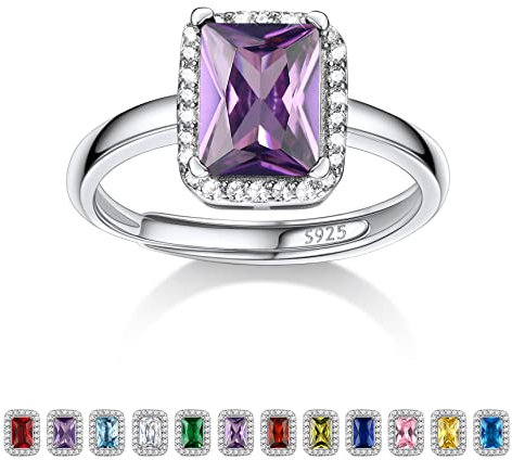 Bestyle Ring Silber 925 Frauen Bling Mondstein Juni Damenring Verstellbar Fingerring mit Alexandrit Lila Heilstein Modeschmuck für Mädchen