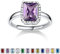 Bestyle Bague femme S925 argent 6 * 8mm zircone cubique entourée d'un cercle de 1mm petite bague Pierre de Naissance zircon blanc réglable en juin Synthétique Zirconium violet clair