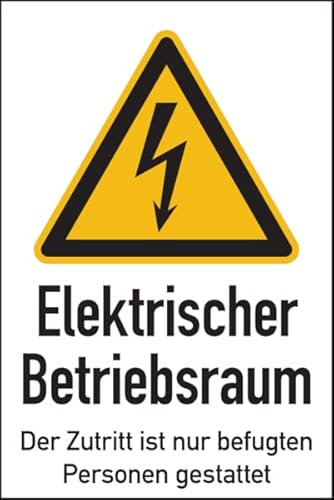 Dreifke® Aufkleber Warnschild, Kombischild, Elektrischer Betriebsraum Folie selbstklebend 100x150mm