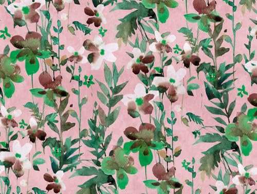 A.S. Création Livingwalls Fototapete Blumen Floral Grün Rosa Weiß 382731 The Wall 3,71 m x 2,80 m Wohnzimmer Küche Flur Esszimmer Büro