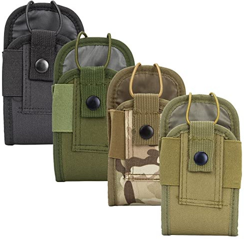 BesDirect Radio Pouch, Tactical Molle Radio Walkie Talkie Pouch Waist Bag Holder Pocket Portable Nylon Interphone Holster Carry Bag for Hunting Camping (Green) (BesDirect-852)
