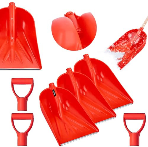 KADAX Orange Snow Shovel, 38.5cm Width, Plastic with Aluminium Edge, Flat Shovel