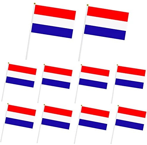 10pcs Mini Netherlands Handheld Flags Stick Flags, Small Netherlands Flags on Sticks for World Cup 2022 Decorations Cheering Flags Outdoor/Bar/Party Supplies, Netherlands Football Fans Hand Flags