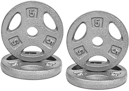 CAP Barbell Standard 1-Inch Grip Weight Plates 5 lbs Gray, Pack (x4)
