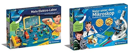 Clementoni Galileo Lab Mein Elektro-Labor, spannender Experimentierkasten & Lichteffekten, für Kinder ab 8 Jahren 59292 & Galileo Lab – Natur unter dem Mikroskop, ab 9 Jahren 69804