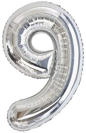 Vthoviwa 40 Zoll/18 Farbens Luftballon Zahlen 9 Silbrig, Luftballon 9. Geburtstag Foil Ballon, 0123456789,10-19,20-25,30,40,50,60,70,80,90, Folienballon 9 Party Dekoration Helium Unterstützen