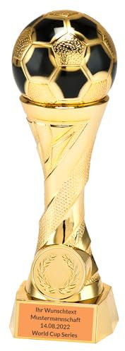 Larius Pokal Ehrenpreis Fußball in Gold und Silber mit Wunschgravur (mit Wunschtext, Gold, M)