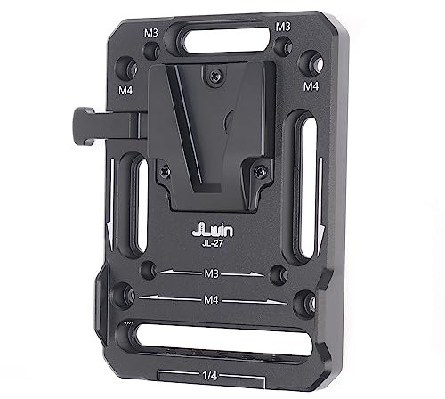 FocusFoto V Mount Battery Plate, 1/4 & 3/8 Threads, Metal V-Lock Battery Mounting Plate Fits DSLR Camera Support Rig Power Supply System (Standard Version)