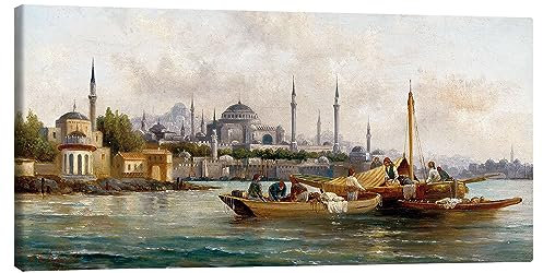 Posterlounge Handelsschiffe vor der Hagia Sophia, Istanbul Leinwandbild von Anton Schoth 80 x 40 cm Wandbilder Wanddeko