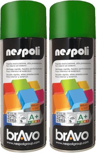 Nespoli Pintura en Spray, Color Verde Hoja, 400 ml, Acabado Profesional (Paquete de 2)