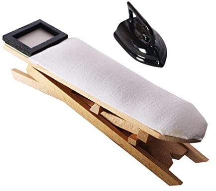 ABOOFAN Micro-scene Adornment Mini Clothes Iron Toy Ironing Table Model Boys and Girls Mini Ironing Table Toy Black