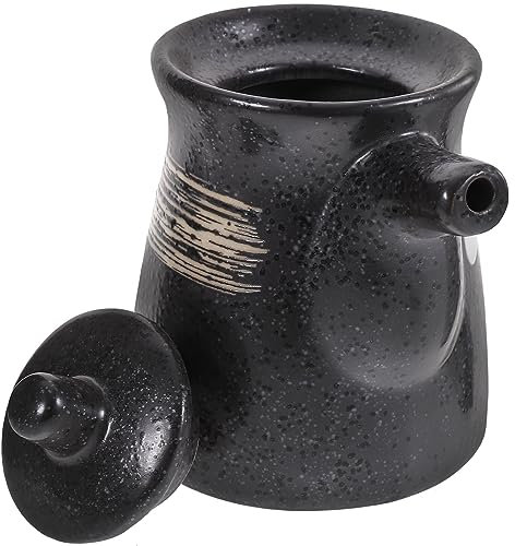 Alipis ölflasche Keramik: Japanischer Mini Sojasaucen Spender Mit Deckel - 200ML Behälter Essigspender - Milchkännchen Schwarz Für Zuhause Küchen Sushi Restaurants