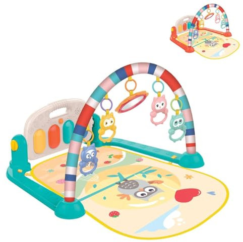 Kikkaboo Spielbogen, Krabbeldecke Happy Owl Klaviertasten, Greiflinge, Musik türkis