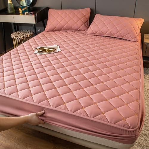 JIANINGHOME Steppung Spannbettlaken 180x200,Mikrofaser Gesteppte Matratzenauflage Matratzenschoner Unterbett - atmungsaktiv