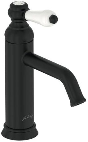 Jacob Delafon Louise - Grifo monomando para lavabo (diseño retro, mango cerámico, ahorro de agua, fácil instalación, 17 x 23,20 x 5,5 cm), acabado negro mate