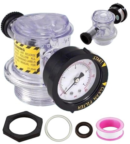 Repuesto de válvula de alivio de filtro de piscina, conjunto de válvula de ventilación con manómetro - Conjunto de válvula de liberación de presión de aire para filtro de arena de spa