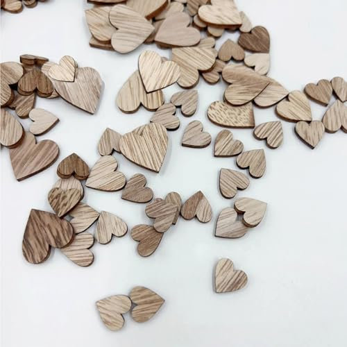 150 Stück Holzherzen Tischdeko Hochzeit Geburtstag Taufe Tisch Deko Hochzeit Streudeko Weihnachten Geschenk Füllung Dekoration (Herz-Holz)