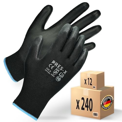 MK-Glove Arbeitshandschuhe aus Polyurethan Herren (24 Paar) - Präzision Handschuhe fur Mechaniker - Atmungsaktiv Schutzhandschuhe mit Gutes Gefühl - Montagehandschuhe Werkstatt - Größe 10-L