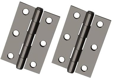 Infinity Decor 75mm (3Inch) Black Nickel Butt Hinges Pair – Cupboard Cabinet Steel Hing for Interior and Exterior Wooden Doors