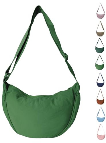 Uwiyo Halbmond Tasche Damen Nylon Crossbody Moon Bag Hobo Halfmoon Bag Halbmond Umhängetasche Dumpling Schultertasche mit verstellbarem Gurt für Damen Mädchen (Grün)