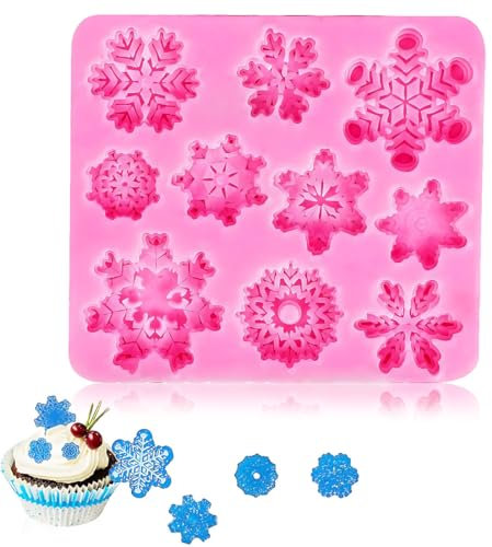 1 Pièce Moules À Gâteau de Noël en Silicone, Flocon de Neige Forme, Gâteau Moule Fondant Chocolat Cuisson Moule Plateau Moule, Flexible pour les Desserts DIY