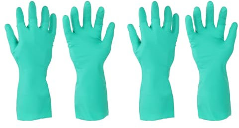 sourcing map Nitrile Chemical Resistant Gloves, Industrial Gloves Anti-Slip Protective Safety Work Glove for Cleaning Dish Washing Resist Acid Alkali, XX-Large,Green, Pair of 2
