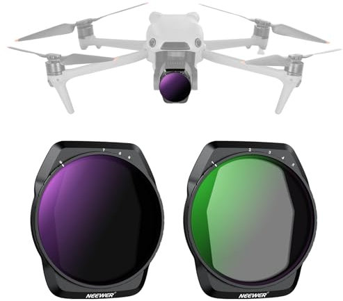 NEEWER Variabler ND Filter Set Kompatibel mit DJI Air 3S, 2er Pack ND2-32 (1-5 Stops)+ND64-512 (6-9 Stops) Variable Graufilter, Drohnen Zubehör schlank mehrfach beschichtetes optisches HD Glas, FL-A88