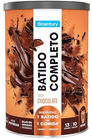 Bicentury Batido Completo Sustitutivo de Comida Sabor Chocolate, Rico en Proteínas, Bajo en Grasas saturadas, Un batido equivale a una comida completa, 436 g, 16 raciones